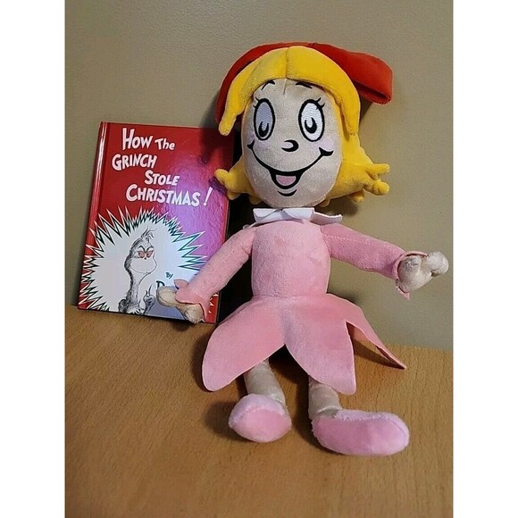 Dr. Seuss The Grinch Cindy Lou Doll Plush Stuffed Animal Toy 15" w/book Preowned - Picture 1 of 14